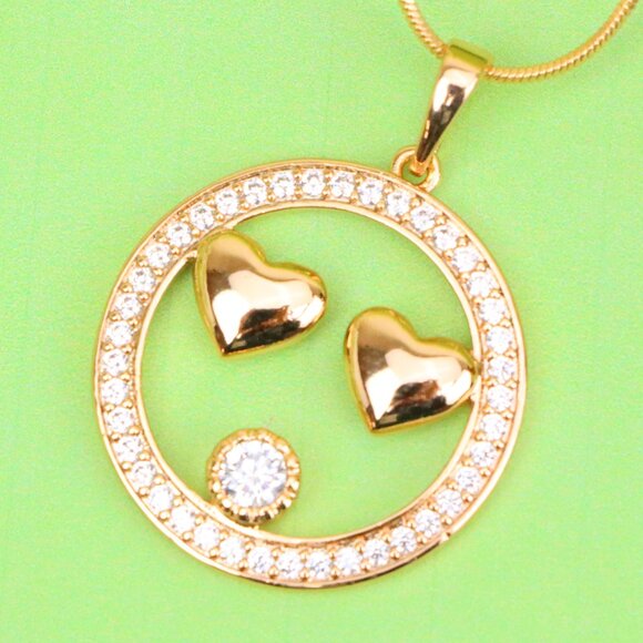 "Smiley Face Pendant with Heart Eyes in Rose Gold Finish, XPPT1829 - Picture 1 of 13